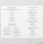 Zwart-wit Flourish Elegance huwelijksprogramma (Achterkant)