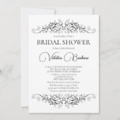 Zwart-wit Flourish Elegance Vrijgezellenfeest Kaart (Voorkant)