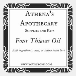 Zwart-wit Flourish Spell Oil Label