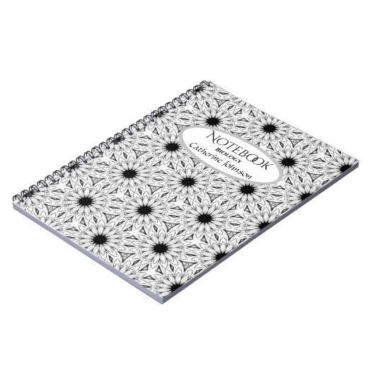 Zwart-wit Flower Notitieboek (Linkerzijde)