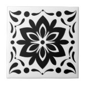 Zwart-wit Flower tegels Tegeltje (Voorkant)