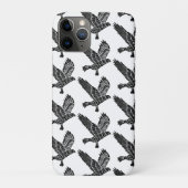 Zwart-wit Flying Raven Lino Cut Case-Mate iPhone Case (Achterkant)