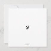 Zwart-wit Flying Raven Lino Cut Feestdagenkaart (Achterkant)