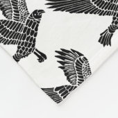 Zwart-wit Flying Raven Lino Cut Fleece Deken (Hoek)