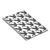 Zwart-wit Flying Raven Lino Cut Notitieboek (Rechterzijde)