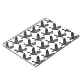 Zwart-wit Flying Raven Lino Cut Notitieboek (Linkerzijde)