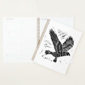 Zwart-wit Flying Raven Lino Cut Planner (Display)