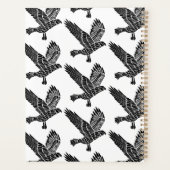 Zwart-wit Flying Raven Lino Cut Planner (Achterkant)