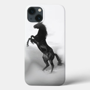 Zwart-wit fokpaard Silhouette iPhone 13 Hoesje
