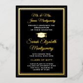 Zwart, Wit & Folie Foto Afstuderen Aankondiging (Voorkant)