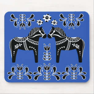 Zwart/wit Folk Dala paard/Folk Friesian Muismat