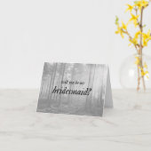 Zwart-wit Folk Forest CottageCore Bruidsmeisje Kaart (Gele Bloem)