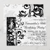 Zwart/Wit Fontein Swirl Verjaardagsfeest Kaart (Voorkant / Achterkant)