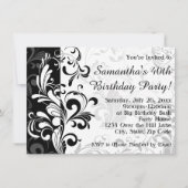 Zwart/Wit Fontein Swirl Verjaardagsfeest Kaart (Voorkant)