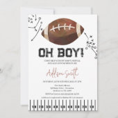Zwart Wit Football Plays Football Baby shower Kaart (Voorkant)