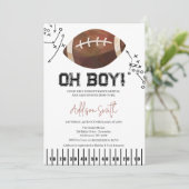 Zwart Wit Football Plays Football Baby shower Kaart (Staand voorkant)