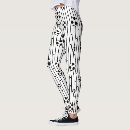 Zwart Wit Footballs Gestreept Sportief Voetbal Mam Leggings (Links)
