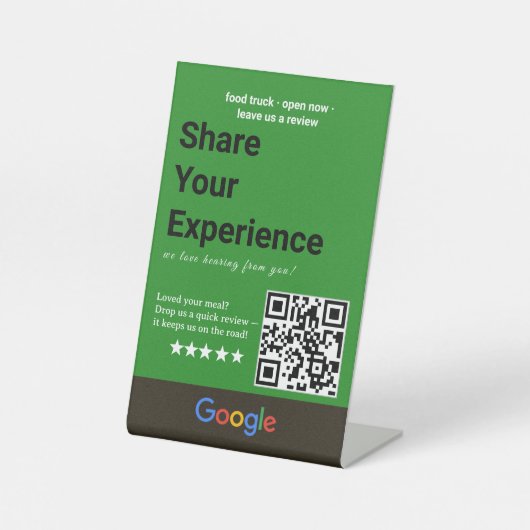 Zwart & Wit Forest Deel Je Ervaring QR Code Reclamebord Met Voetstuk (Voorkant)