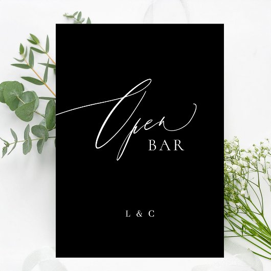 Zwart Wit Formal 5 x 7 Wedding OPEN Bar Sign