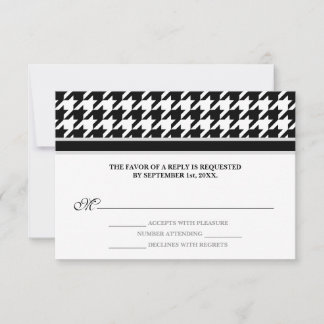 Zwart Wit Formal Houndstooth RSVP Reply Kaarten Kaartje