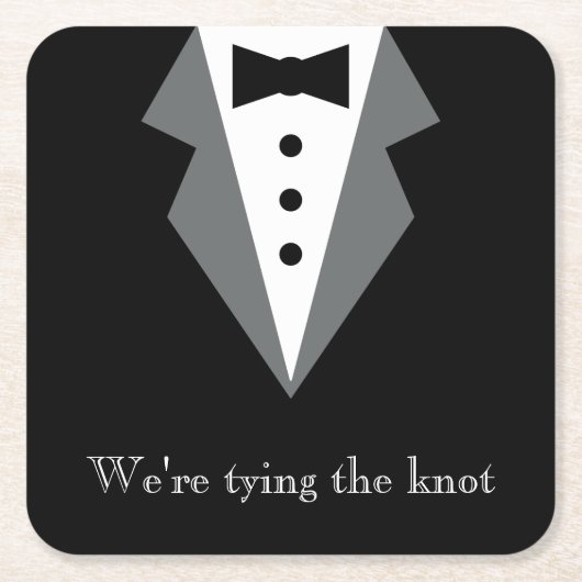 Zwart Wit Formal Tuxedo Vaderdag Kartonnen Onderzetters (Voorkant)
