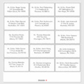 Zwart-wit Formeel gastadreslabel Sticker (Vel)