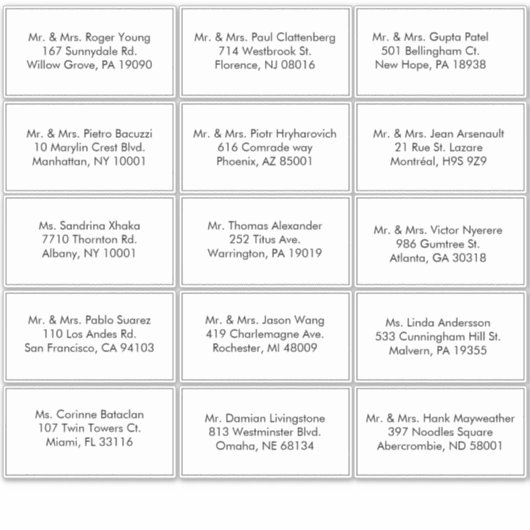 Zwart-wit Formeel gastadreslabel Sticker (Voorkant)