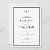 Zwart-wit Formeel Monogram Alles in een bruiloft Kaart (Voorkant)