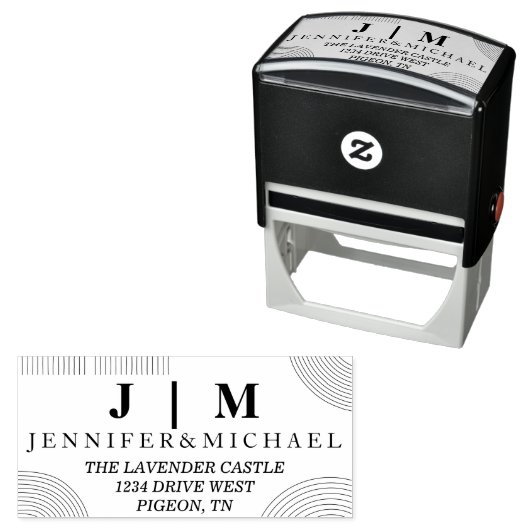 Zwart-wit Formele Eenvoudige Bruiloft Suite Geo Zelfinktende Stempel (In situ)