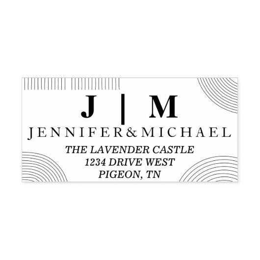 Zwart-wit Formele Eenvoudige Bruiloft Suite Geo Zelfinktende Stempel (Design)