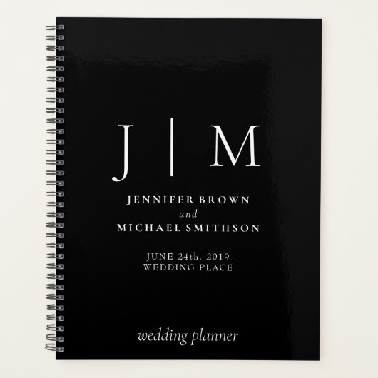 Zwart-wit Formele Eenvoudige Dag Bruiloft Planner (Voorkant)