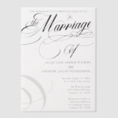 Zwart-wit formele elegante scripttypografie vellum uitnodigingen (Voorkant)