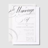 Zwart-wit formele elegante scripttypografie vellum uitnodigingen (Offset)