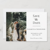 Zwart-wit formele elegante trouwfoto QR-code Save The Date (Voorkant)