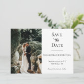 Zwart-wit formele elegante trouwfoto QR-code Save The Date (Staand voorkant)