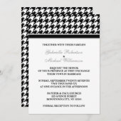 Zwart Wit Formele Houndstooth bruiloft uitnodiging (Voorkant / Achterkant)