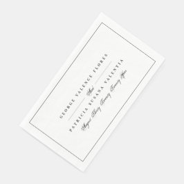 Zwart-wit formele kalligrafie elegant omhuld servet