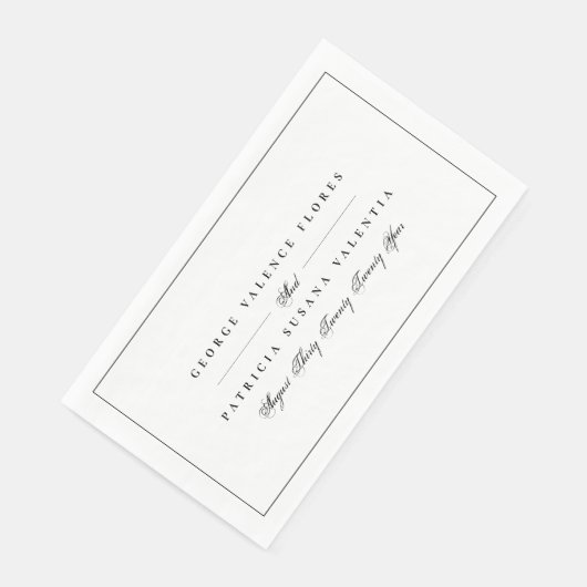 Zwart-wit formele kalligrafie elegant omhuld servet (Hoek)