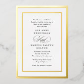 Zwart-wit Formele Kalligrafie Folie Bruiloft Uitnodiging (Voorkant)