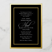 Zwart & Wit Formele Traditionele Huwelijk Folie Uitnodiging (Voorkant)