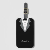Zwart Wit Formele Tuxedo Gepersonaliseerd Bagagelabel (Voorkant (verticaal))