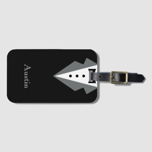 Zwart Wit Formele Tuxedo Gepersonaliseerd Bagagelabel (Voorkant (horizontaal))