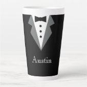 Zwart Wit Formele Tuxedo Gepersonaliseerd Latte Mok (Voorkant)