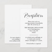 Zwart-wit Formele verticale huwelijksreceptie Informatiekaartje (Voorkant / Achterkant)