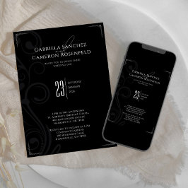 Zwart-wit Formele Vintage bruiloft 2.0 Kaart