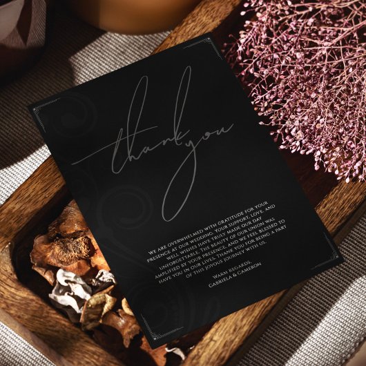 Zwart-wit Formele Vintage bruiloft Bedankkaart