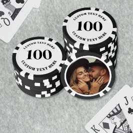 Zwart-wit foto 100 genummerd poker chips