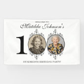 Zwart Wit Foto 100e Verjaardagsfeestje Welkom Spandoek (Horizontaal)