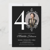 Zwart Wit Foto 40e Verjaardag Uitnodiging (Voorkant)