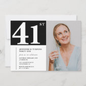 Zwart-wit foto 41e verjaardag Uitnodigingen (Voorkant)
